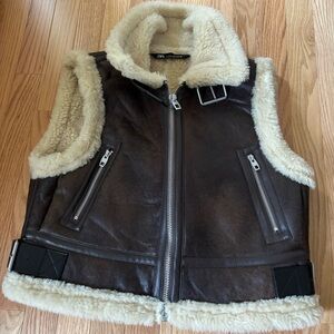 Zara Brown Shearling Vest